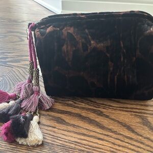 Velvet Tassel Clutch - Brown and Black